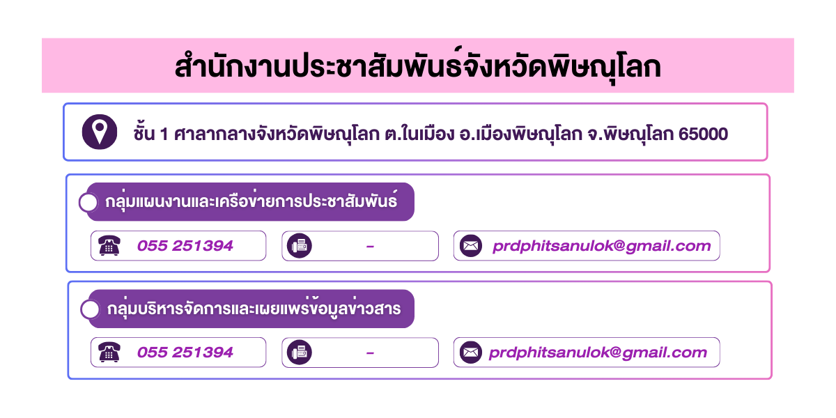 (หน้าย่อย) สำนักงานประชาสัมพันธ์จังหวัดพิษณุโลก