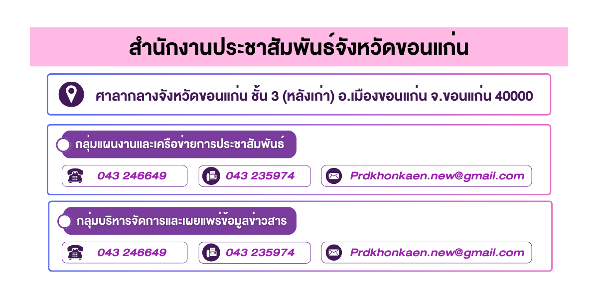 (หน้าย่อย) สำนักงานประชาสัมพันธ์จังหวัดขอนแก่น