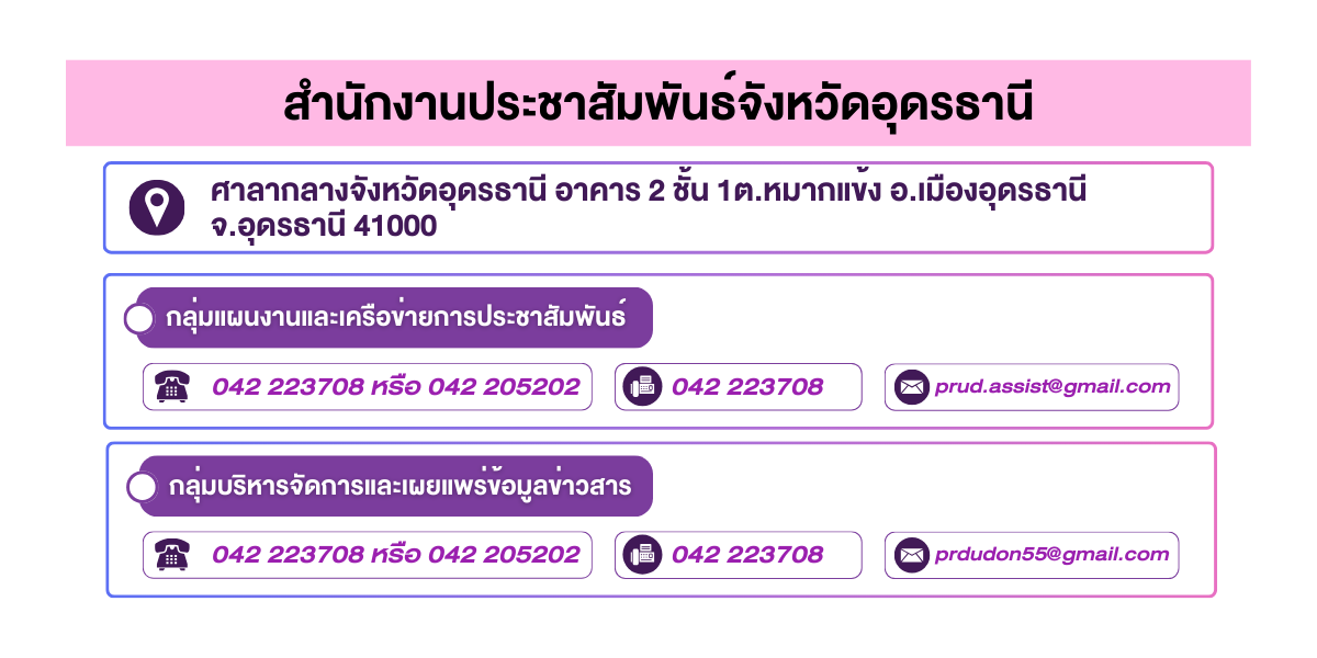 (หน้าย่อย) สำนักงานประชาสัมพันธ์จังหวัดอุดรธานี