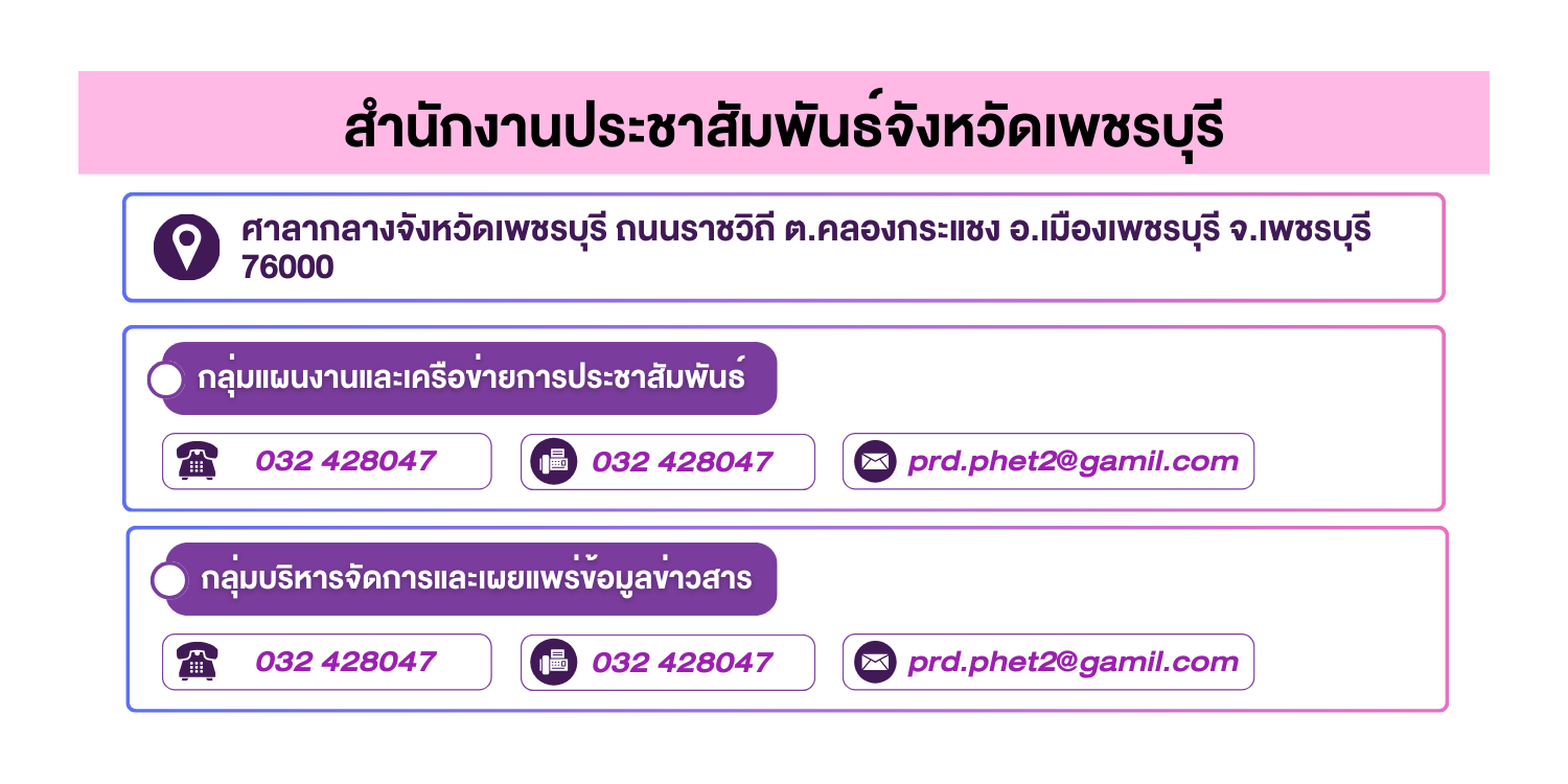 (หน้าย่อย) สำนักงานประชาสัมพันธ์จังหวัดเพชรบุรี