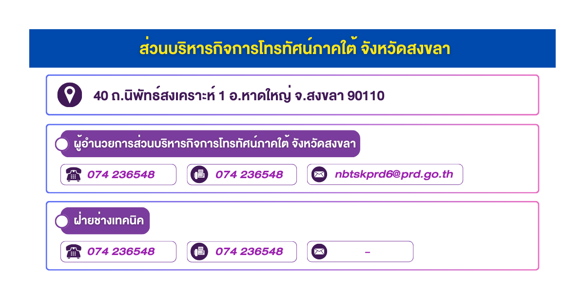 (หน้าย่อย) ส่วนบริหารกิจการโทรทัศน์ภาคใต้ จังหวัดสงขลา