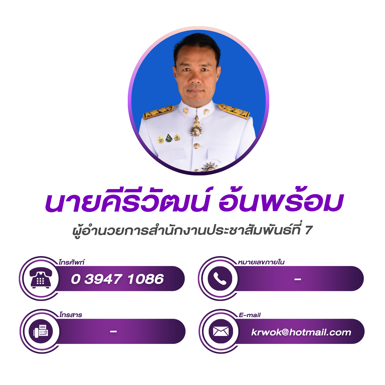 (หน้าหลัก) ผู้อำนวยการสำนักงานประชาสัมพันธ์ที่ 7