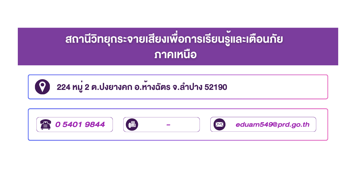 (หน้าย่อย) สถานีวิทยุกระจายเสียงเพื่อการเรียนรู้และเตือนภัย ภาคเหนือ