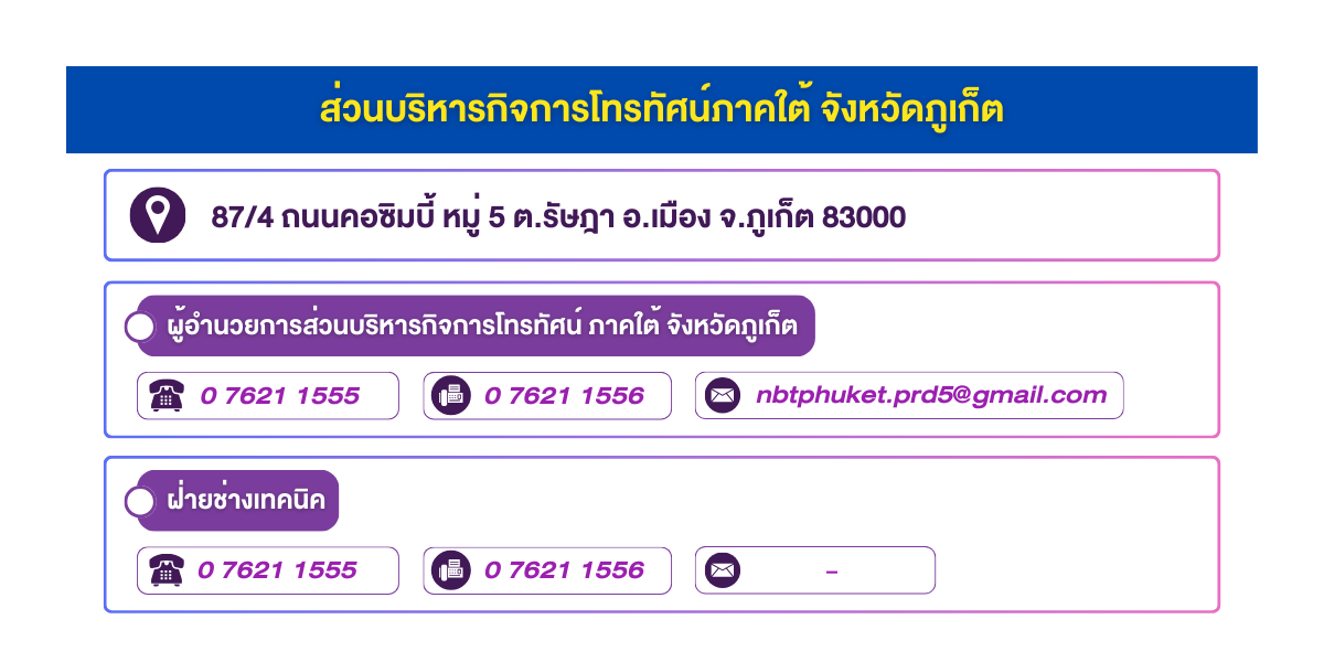 (หน้าย่อย) ส่วนบริหารกิจการโทรทัศน์ภาคใต้ จังหวัดภูเก็ต